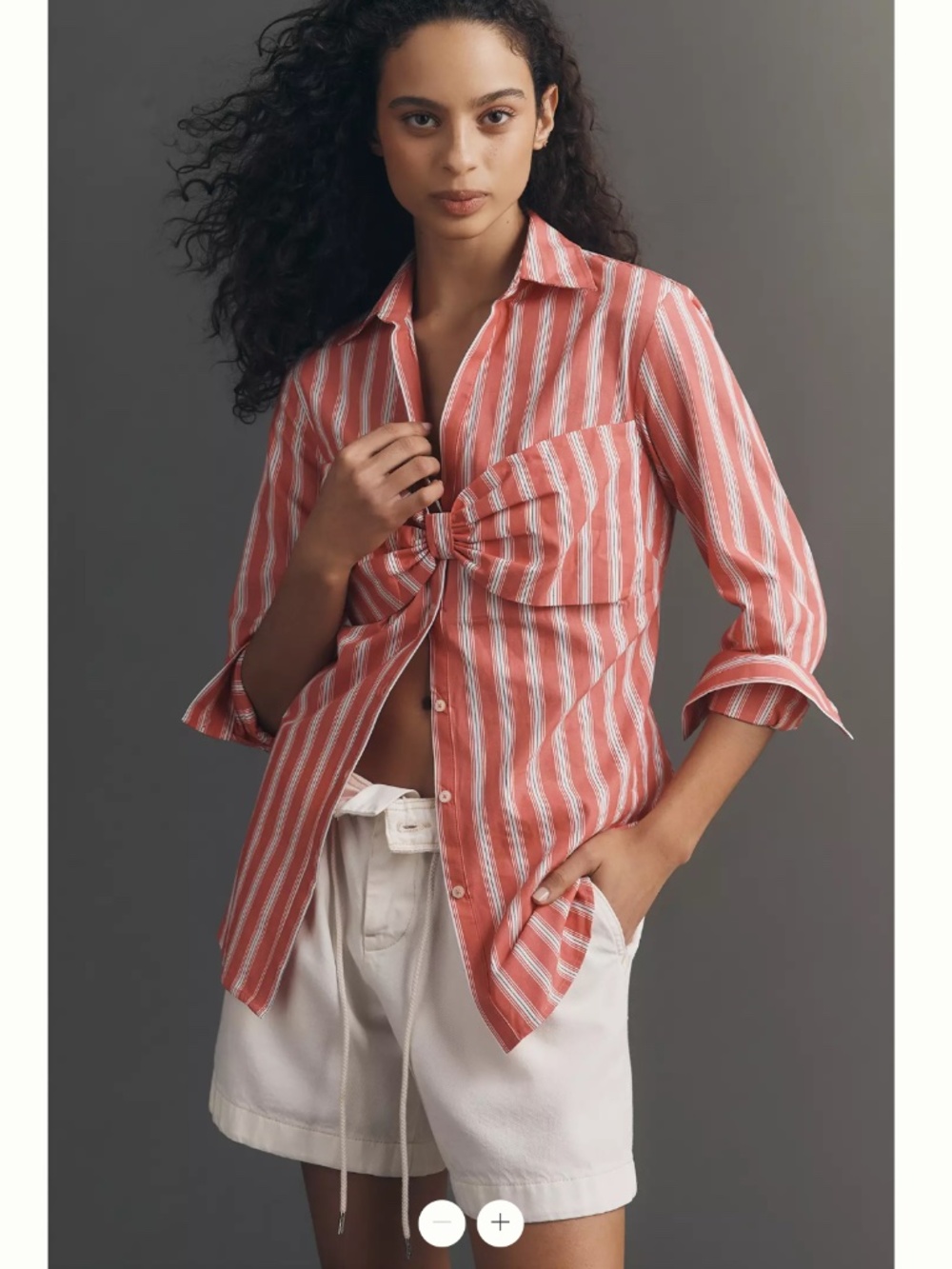 Anthropologie Maeve Bow Long-Sleeve Buttondown Top